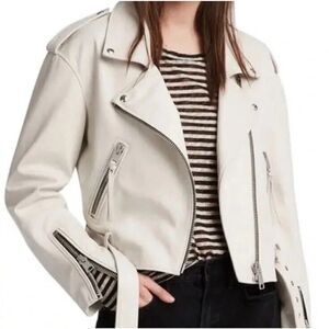 All Saints Blush Cream Leather Jacket